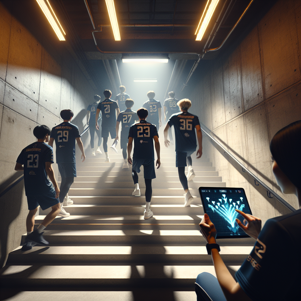 Concept photo: NAVI one step behind Vitality in tense esports arena stairwell